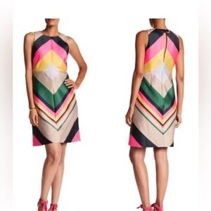 JCrew Collection Pop Stripe Chevron Sheath Neon Sleeveless Dress Size 4